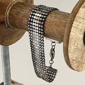 Mesh Chain Metal Bracelet Silver Tone